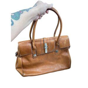 Michael Kors Authentic Brown Leather Satchel Handbag SKU 9715